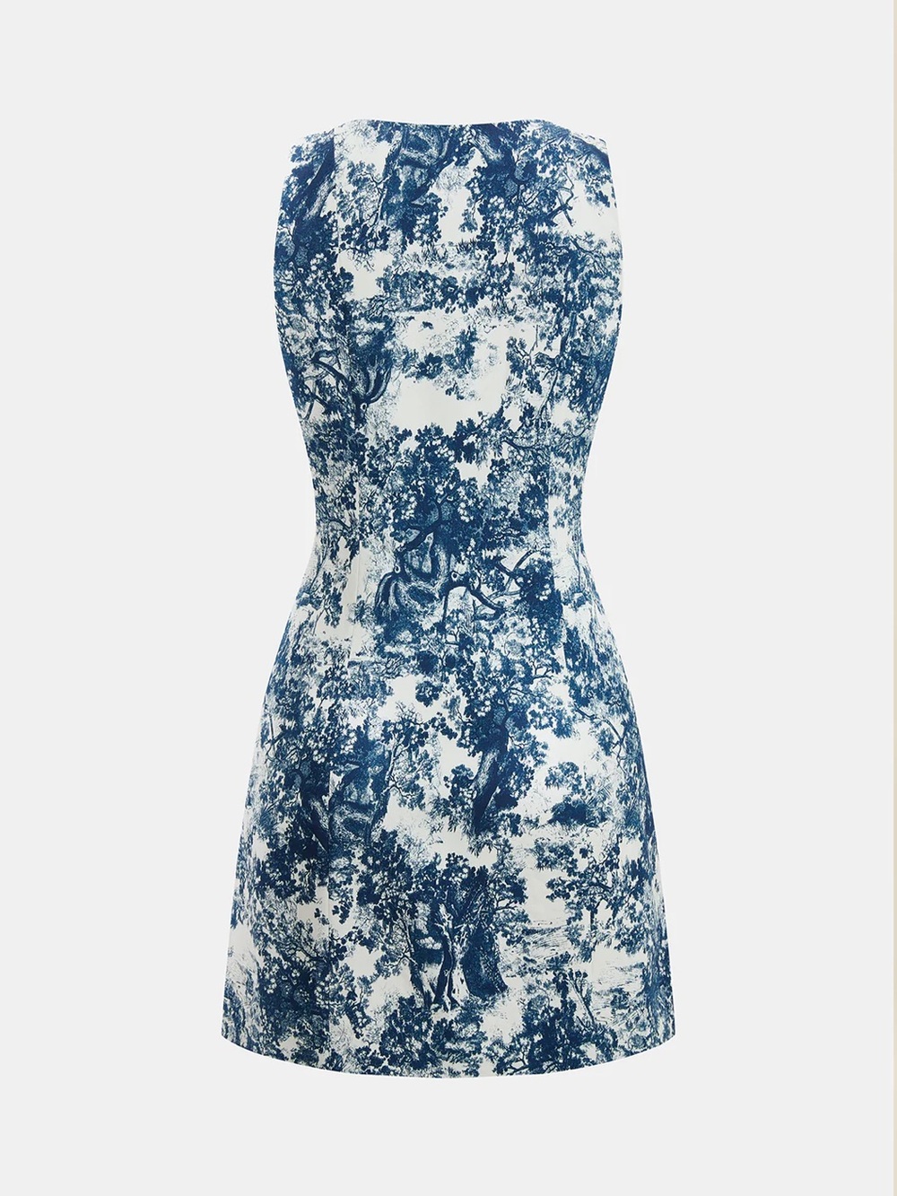 236 Toile Print Sleeveless Button Mini Dress - Picture 3 of 5